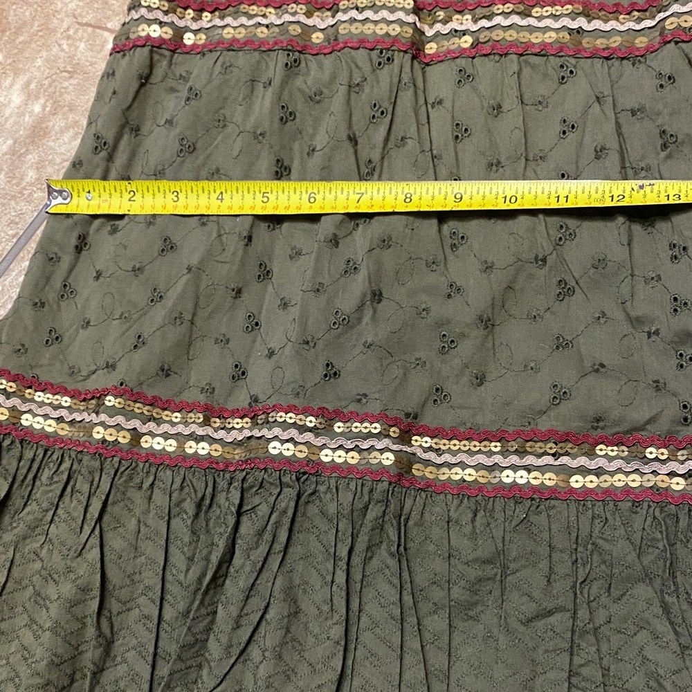 Venezia Olive A-Line Ruffled Skirt with Embellishments Size 14 Collegiate Office - Picture 8 of 11
